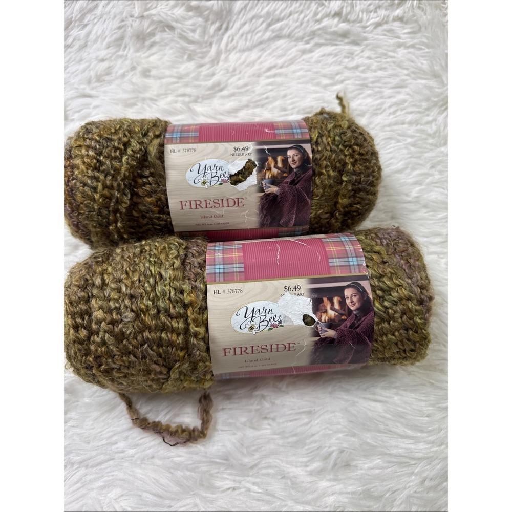 Yarn Bee‎ Fireside Yarn Island Gold #12 Bulky Lot Of 2 Skein Acrylic 6 oz